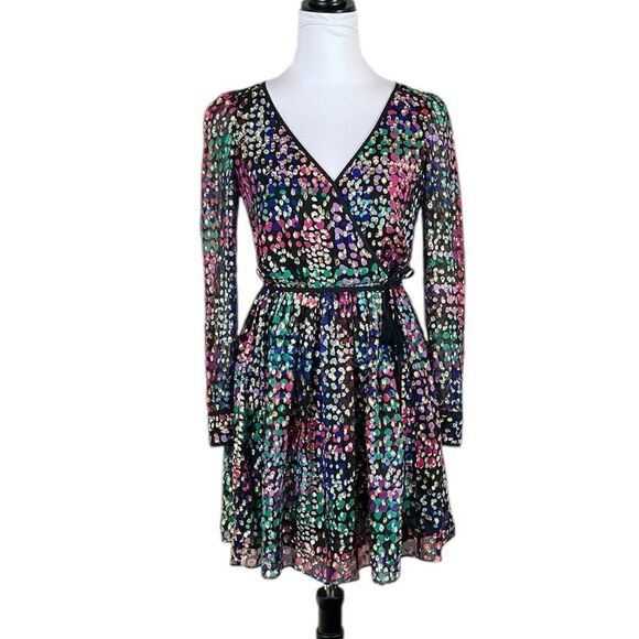 Kate Spade New York Gold Metallic Polkadot Fit And Flare Dress, Size 00 - Picture 5 of 15